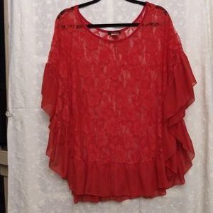 ✨NWOT✨Blush orange lace cover up blouse sz 3x